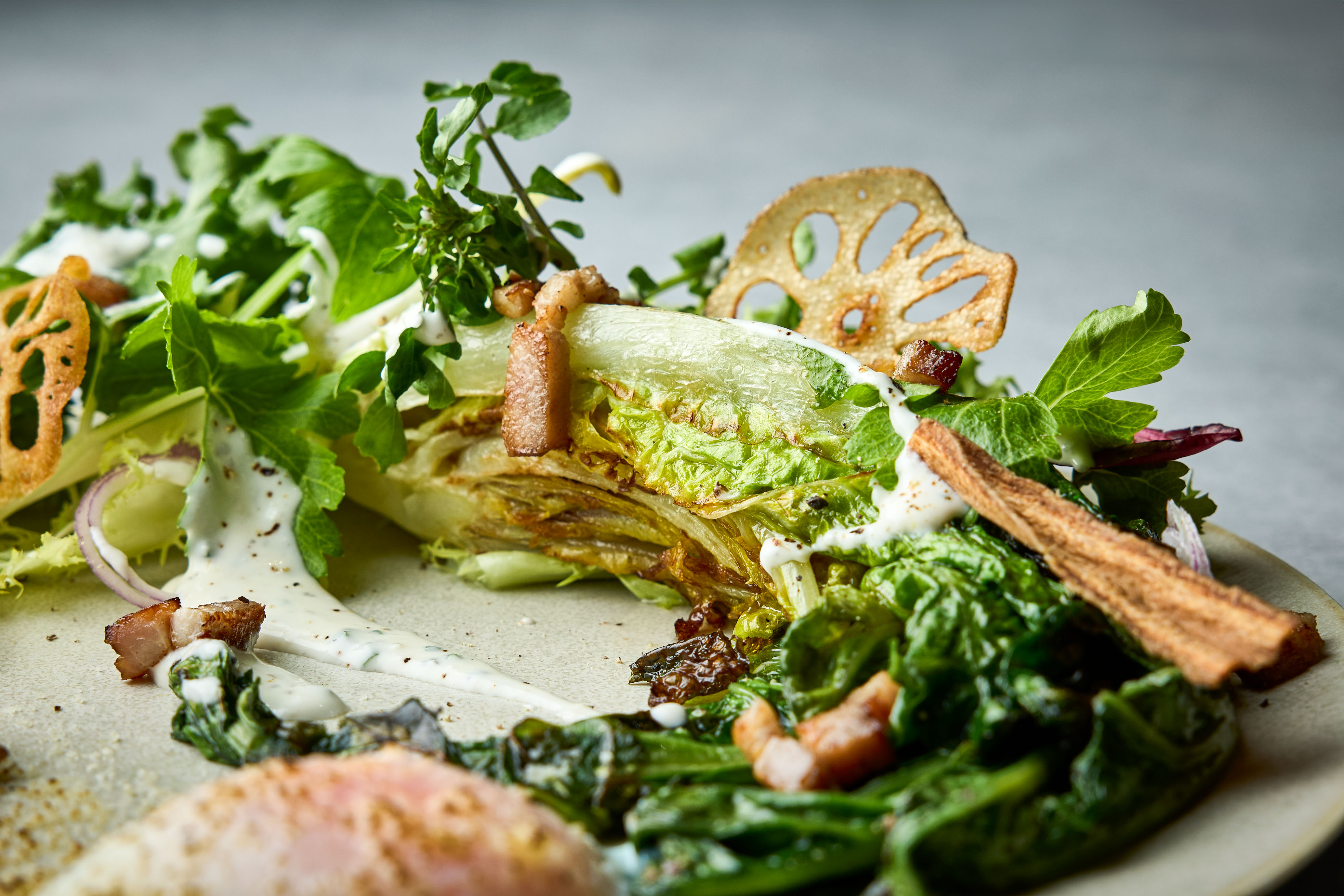 Roasted Romaine Lettuce, Salade Lyonnaiseの画像